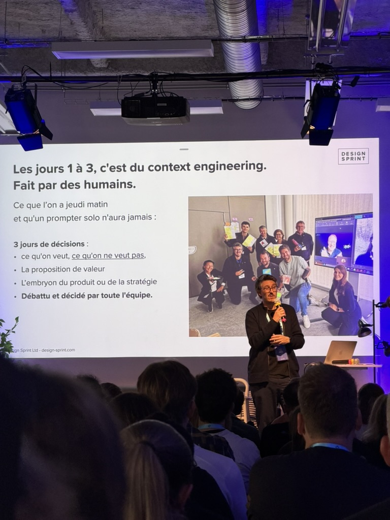 Slide « Les jours 1 à 3, c'est du context engineering. Fait par des humains. »